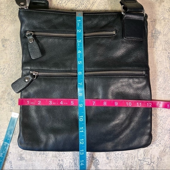 MARGOT BLACK LEATHER MOTO STYLE CROSSBODY PURSE - Picture 11 of 13